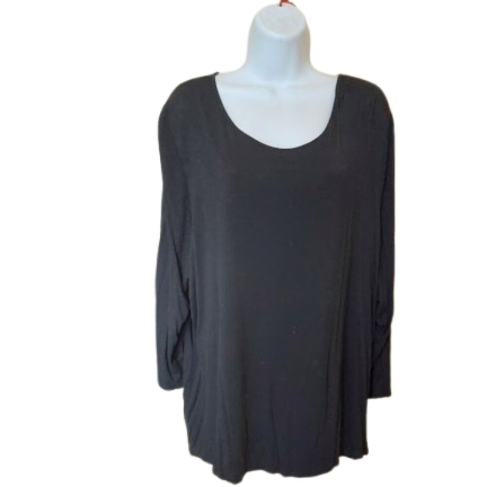 Black Long Sleeve Shirt with Cut Outs and Pearl Buttons Fits Size 3X